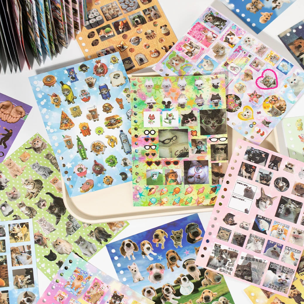 Cute Pets Theme Sticker Book 30 Sheets/Bag with Ring Binding for
