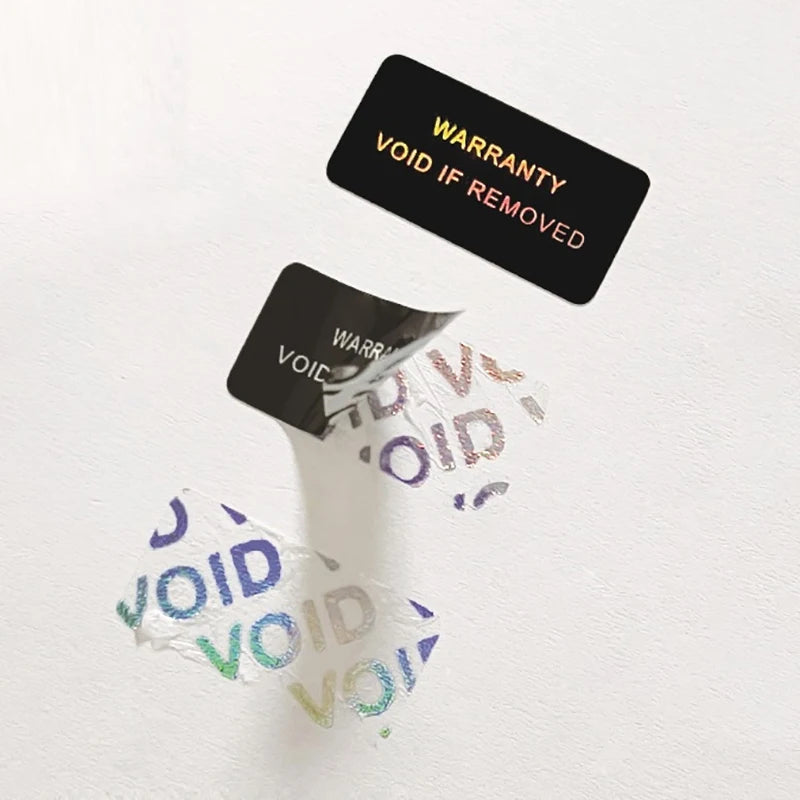 100Pcs Bar code warranty void stickers Dumb silver PET security labels