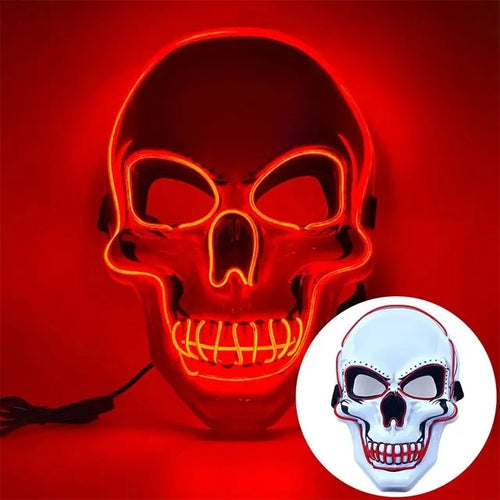 Halloween Adult Purification Mask LED Glowing Skull Terror Mask Cold