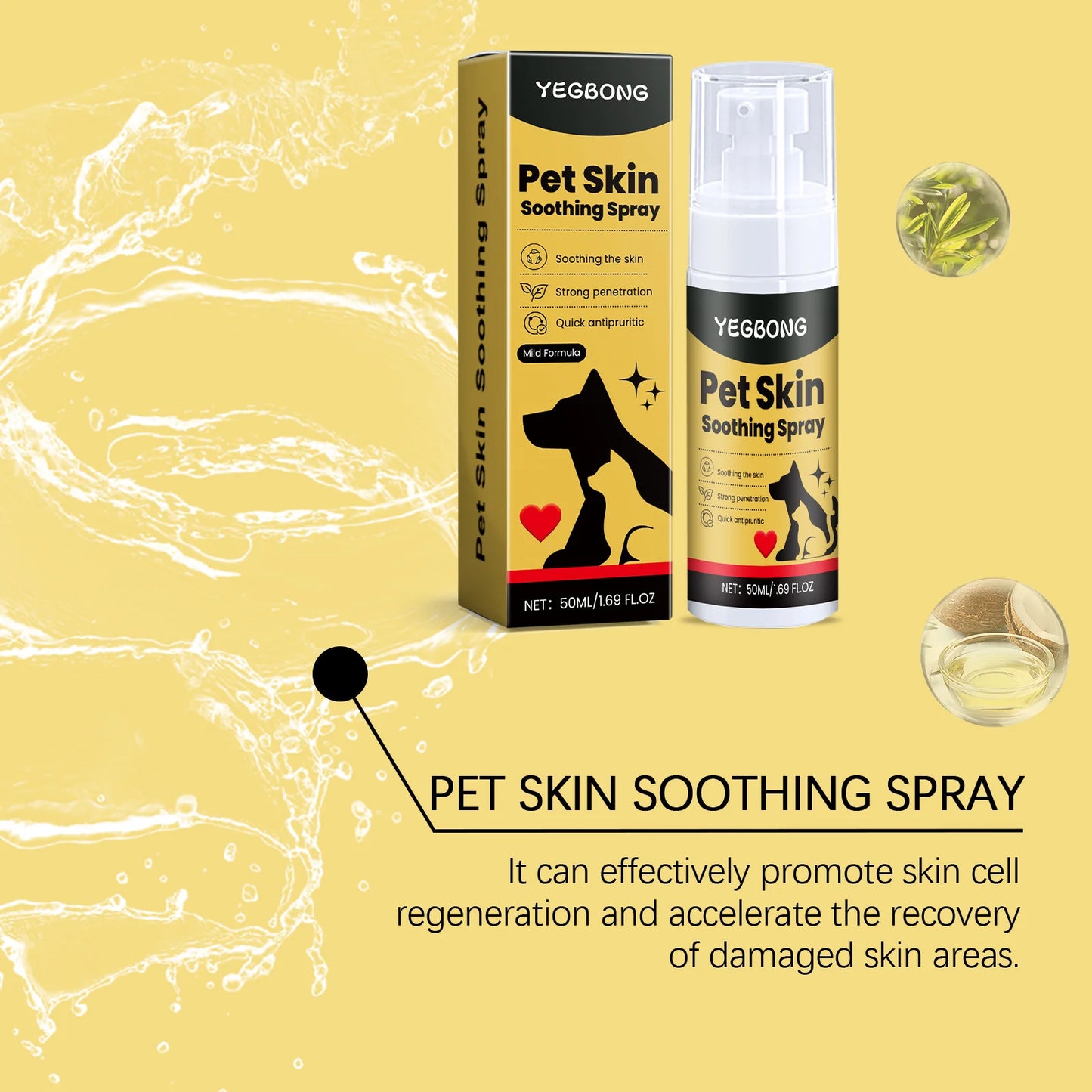 Pet Skin Care Spray Relieve Discomfort for Dogs Cat Flea Lice Control