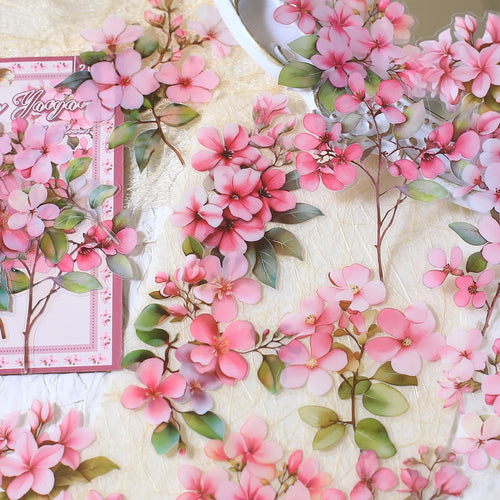 20pcs PET Floral Stickers Hand Account Collage PET Stickers for