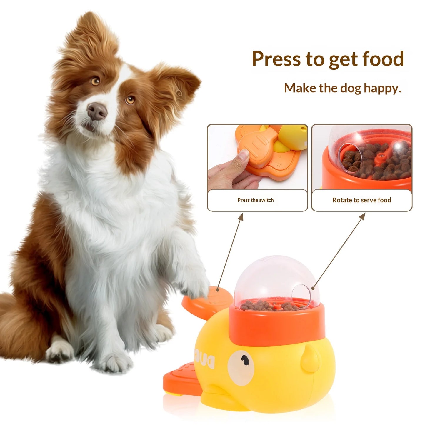 New Cute Duck Automatic Pet Feeder for Cats Dogs Smart Interactive
