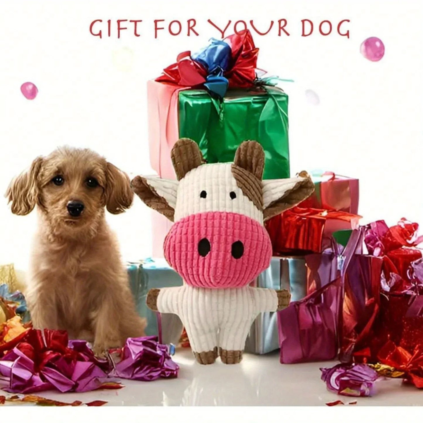 Fun Pet Toy Pet Cow Shape Corduroy Chew Toy For Dogs Puppy Squeaker