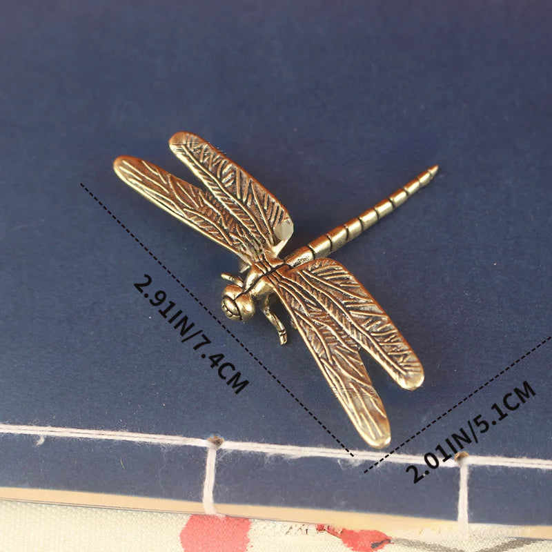 Vintage Brass Dragonfly Figurine - Antique-Style Home & Office Desk