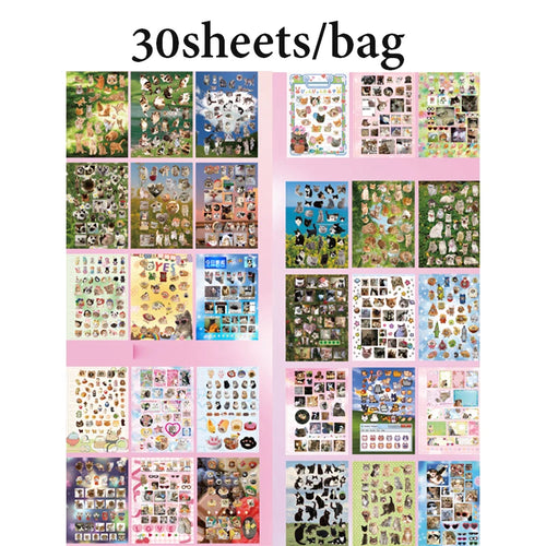 30pcs/bag Cute Pet Battle Cut-Out Coil Sticker Book DIY Handbook