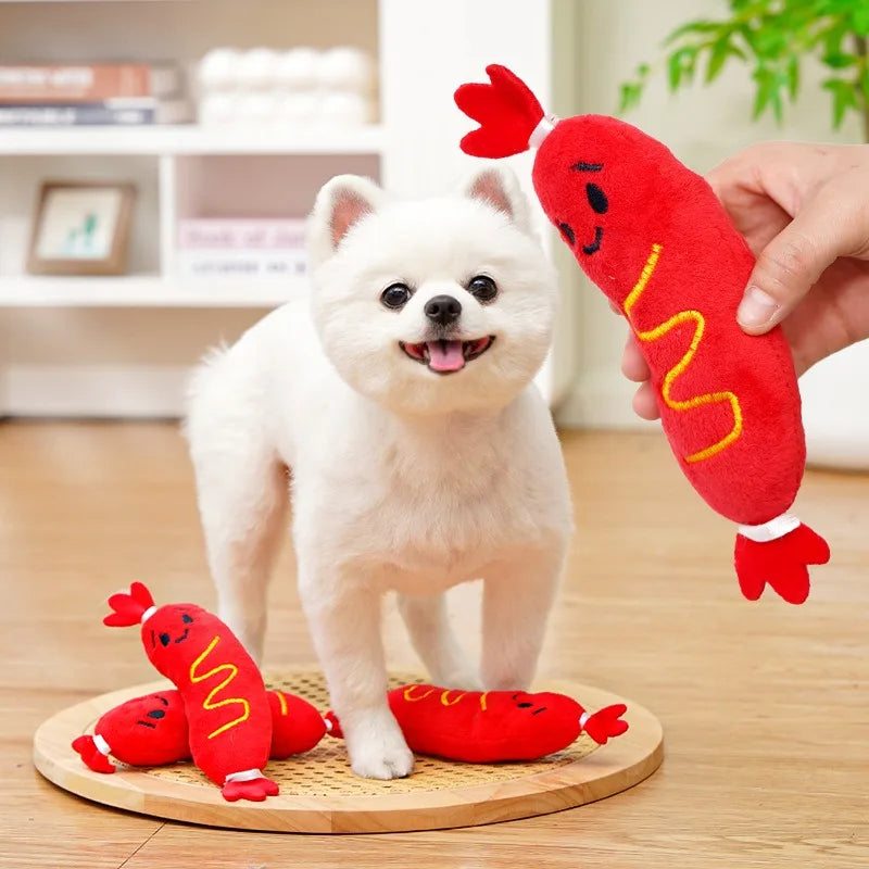 Dog Sound Plush Toy Hot Dog Chewing Toy Pet Grinding Teeth Squeaky