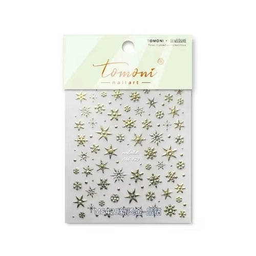 5D Laser Winter Snowflake Christmas Shiny Rhinestone Embossed Relief