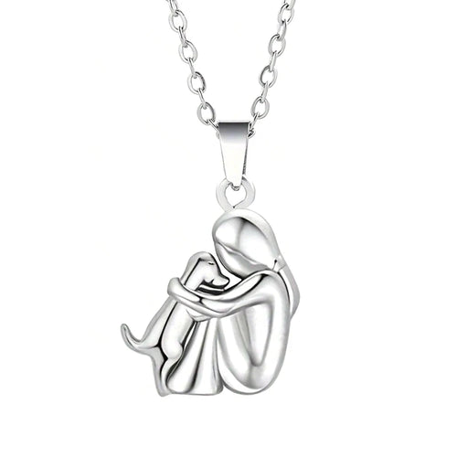 Fashion Women and Dog Necklace Cute Little Girl Puppy Pendants