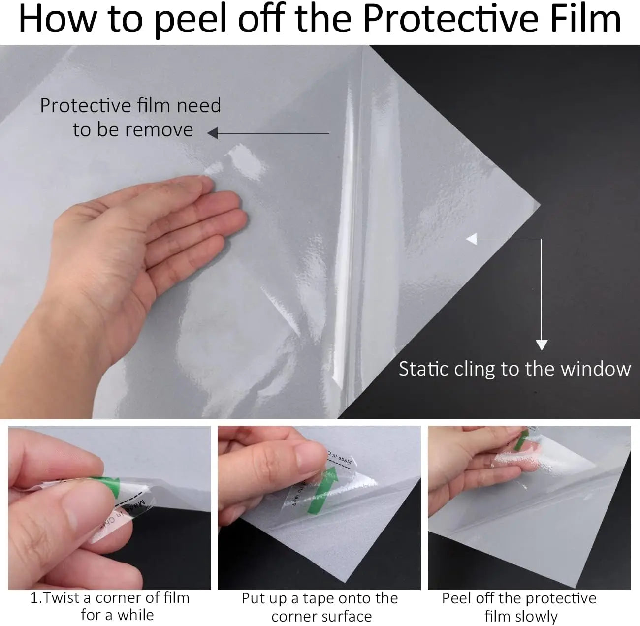 Window Privacy Film Non-Adhesive Frosted Glass Window Film for