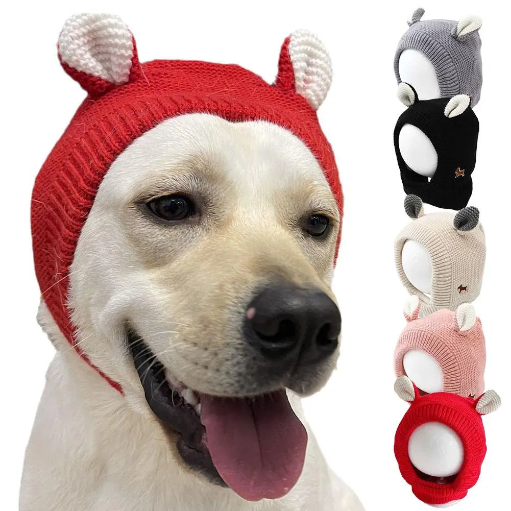 New Quiet Dog Ear Muffs Noise Protection Pet Ears Covers Knitted Hat