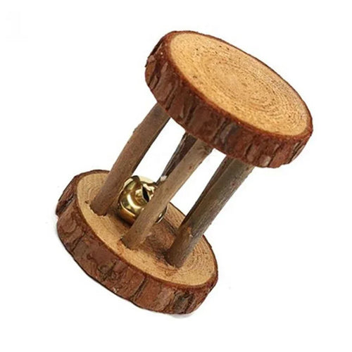 Cute Rabbit Roller Toys Natural Wooden Pine Dumbells Unicycle Bell