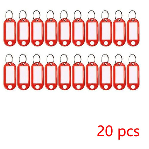100 PCS KeyChain Labelable Plastic DIY Name Ring for Baggage Paper