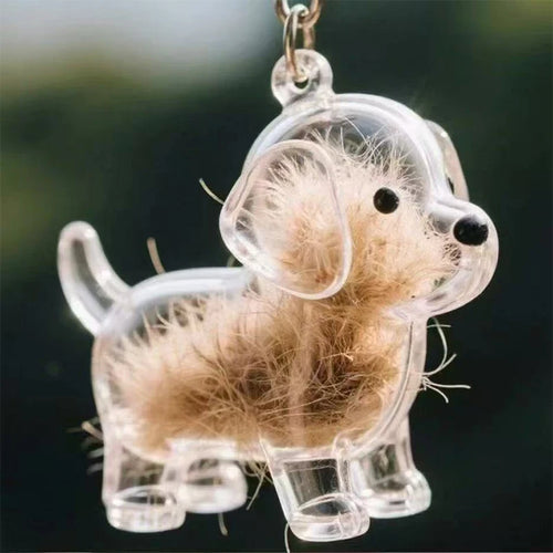 Cute Clear Puppy Hair Memorial DIY Pendant Keychain Decor Keepsake