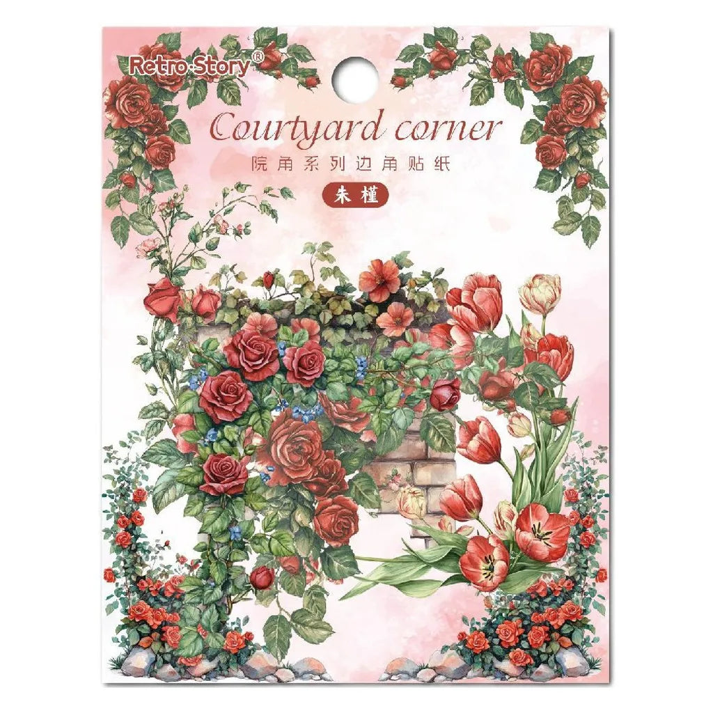 30 Pcs Flowers Corner Stickers PET sticker package DIY diary
