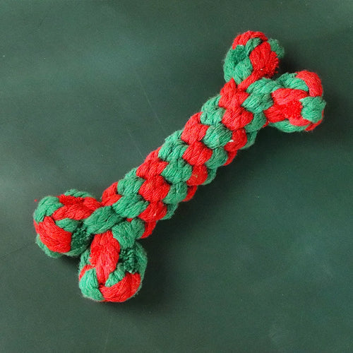 Christmas Pet Cotton Rope Cane Toy Set Bite-resistant Molar