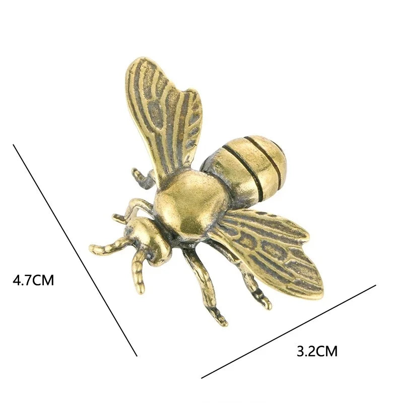 Solid Brass Insect Honeybee Figurines Miniatures Tea Pet Funny Beetle