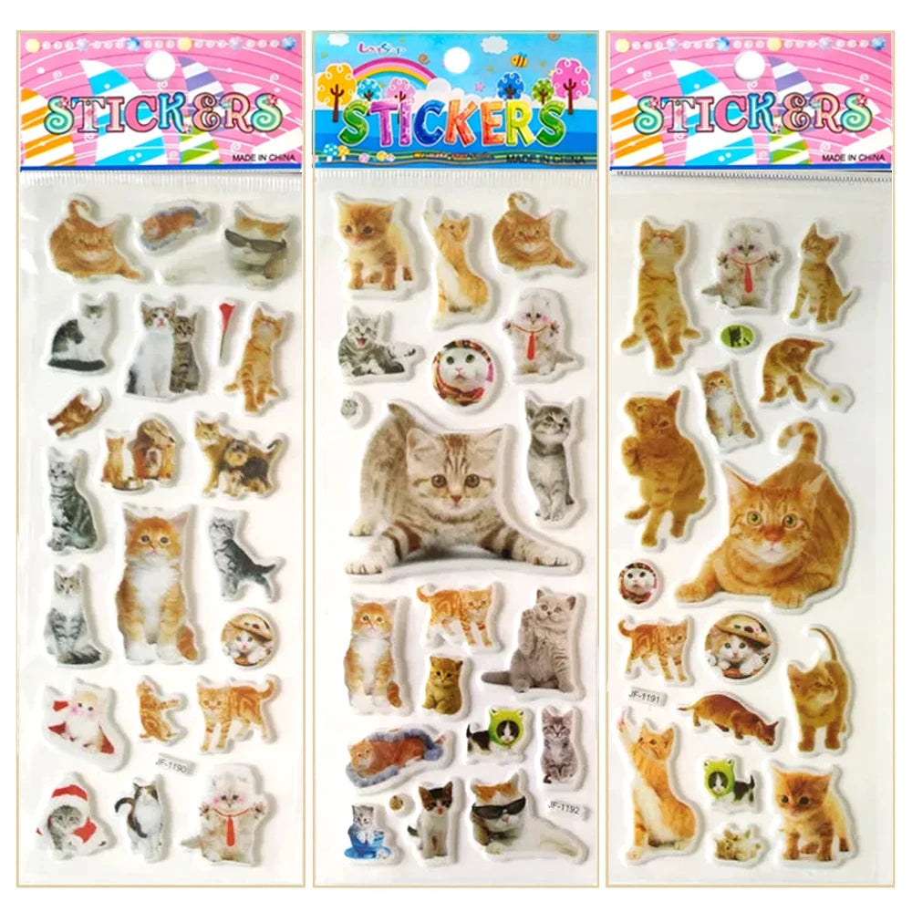 6 Sheets 3d Pet Dog and Cat Stickers for Car Styling Scrapbook Animal