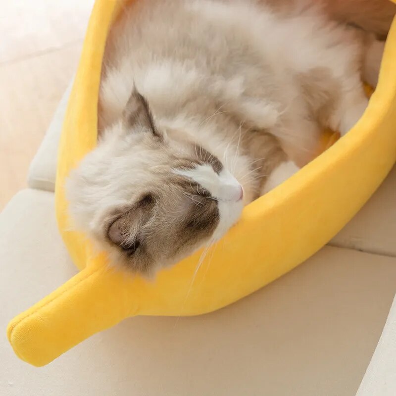 Banana Cat Bed House Funny Cute Cozy Cat Mat Beds Warm Durable
