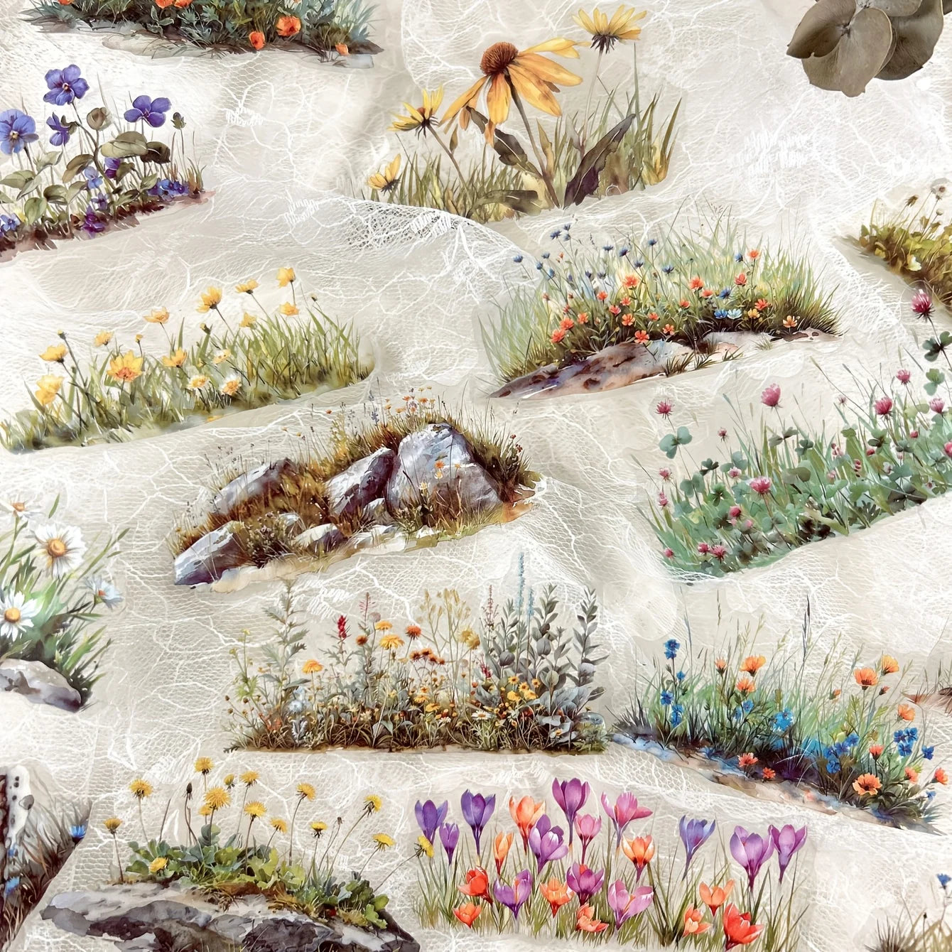 20 Pcs Plants Flowers Clusters Stickers Landscape Deco Materials DIY