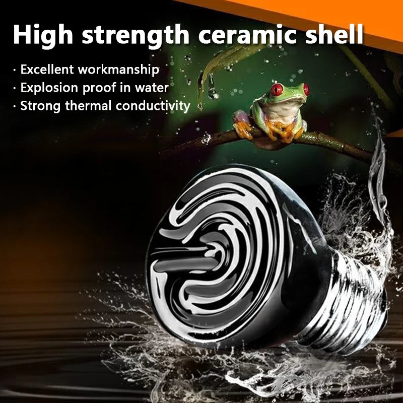 1PC Ceramic Emitter Heat Light Mini Black Pet Heating Lamp Bulb 25/50/