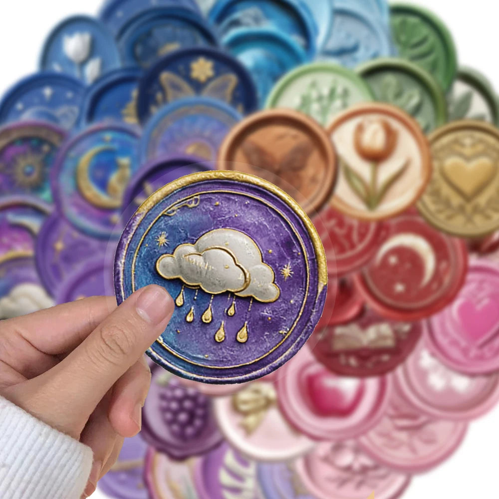 50PCS Fire Paint Seal Retro Ins Style PET Transparent Material Sticker