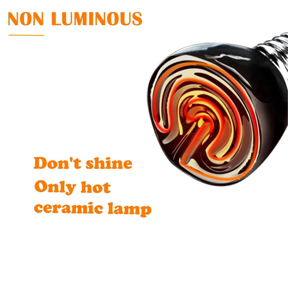 25/50/75/100W E27 Reptile Pet Heating Lamp Black Infrared Ceramic