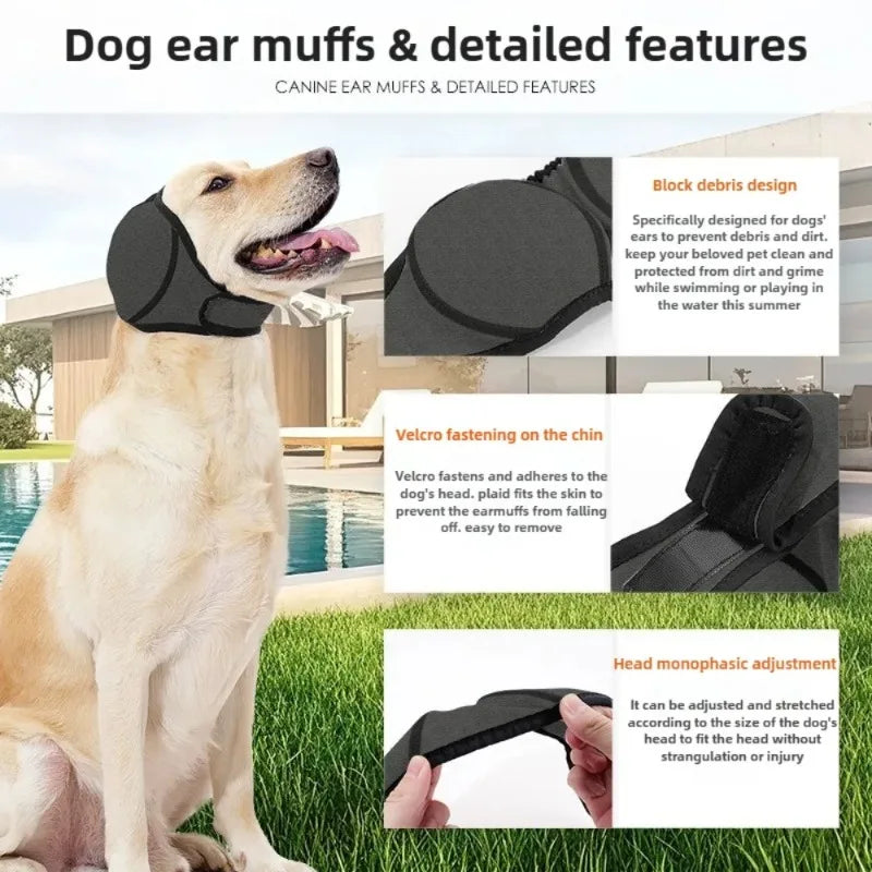 Waterproof Noise Cancelling Dog Ear Muffs for Swimming & Grooming -