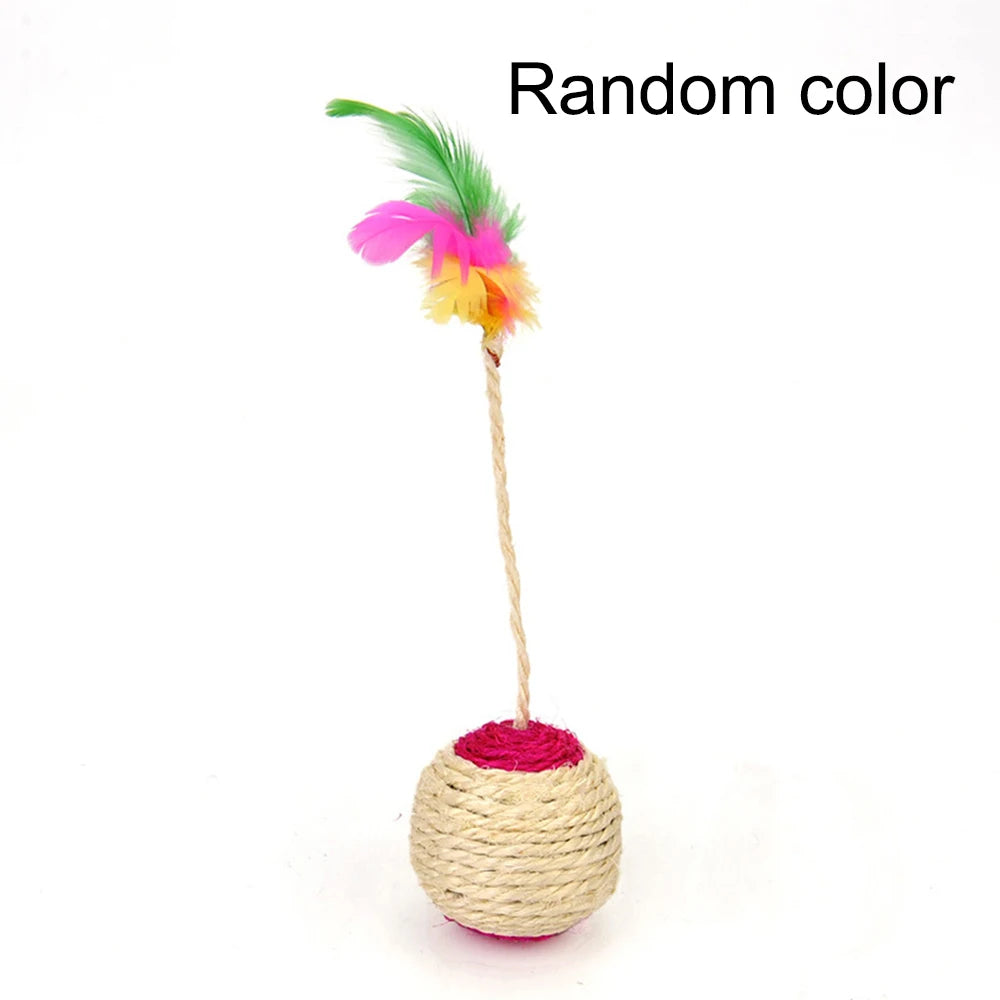 1PC Pet Cat Toy Colorful Feather Blanket Ball Grinding Claw