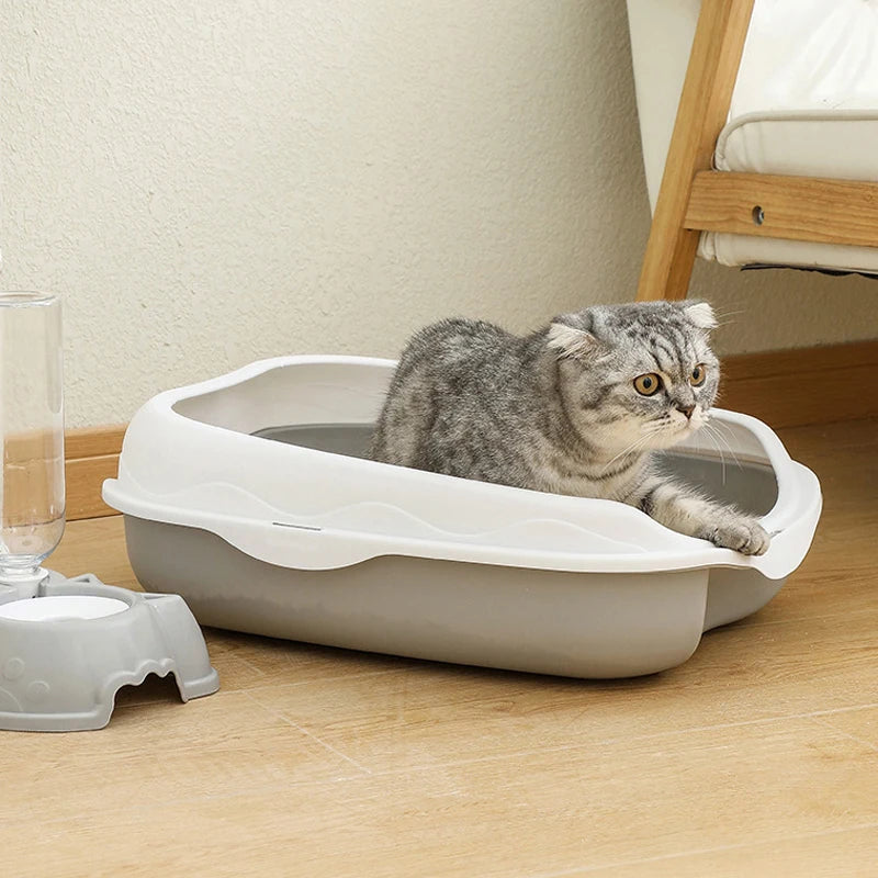 Semi-enclosed Litter Box Spatter-proof Cat Toilet Large Kitten