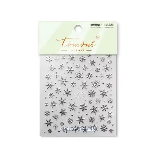 5D Laser Winter Snowflake Christmas Shiny Rhinestone Embossed Relief