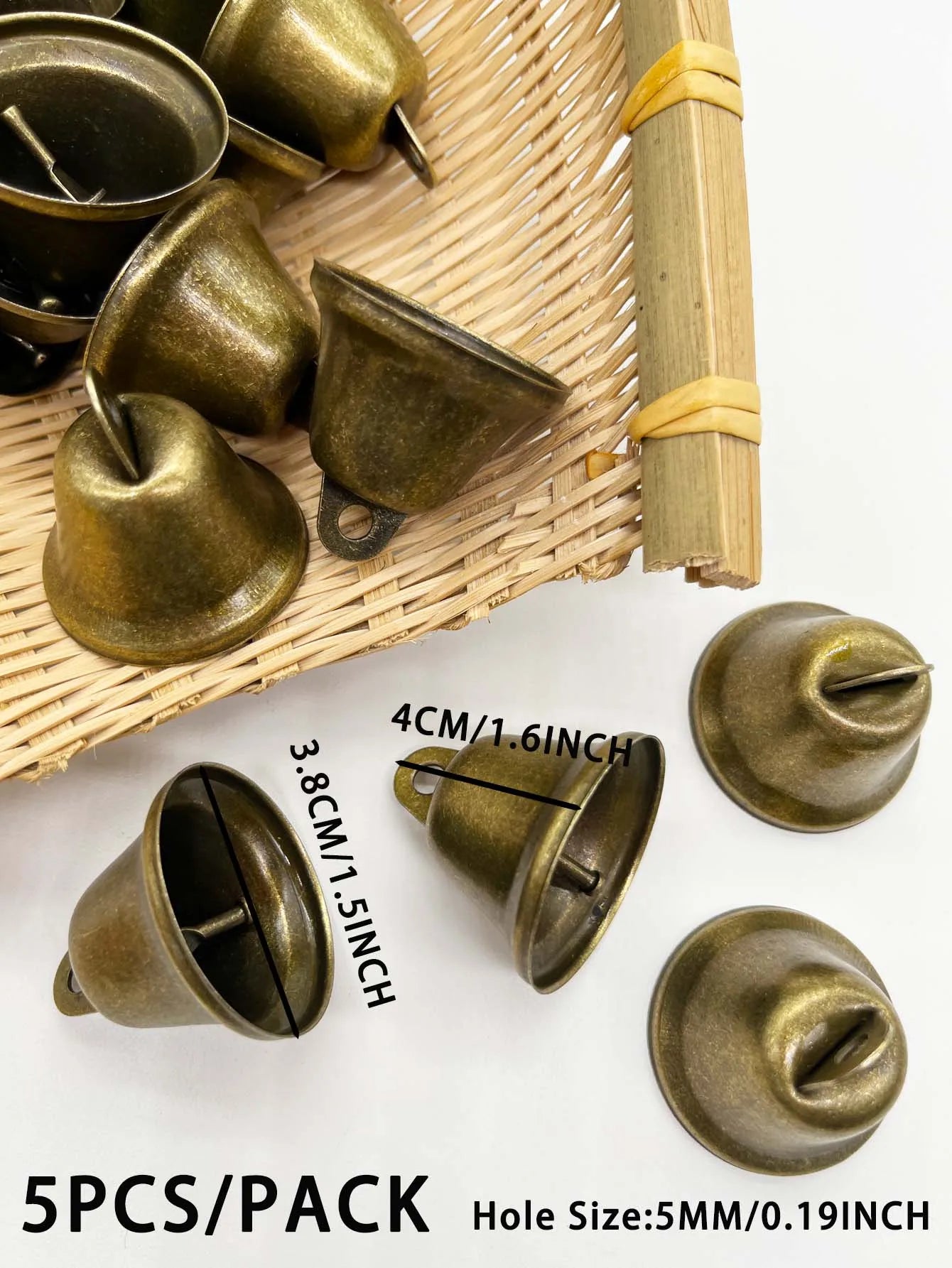 5pcs/10pcs 38mm Brass Christmas Decoration Jingle Bells Pet Pendants