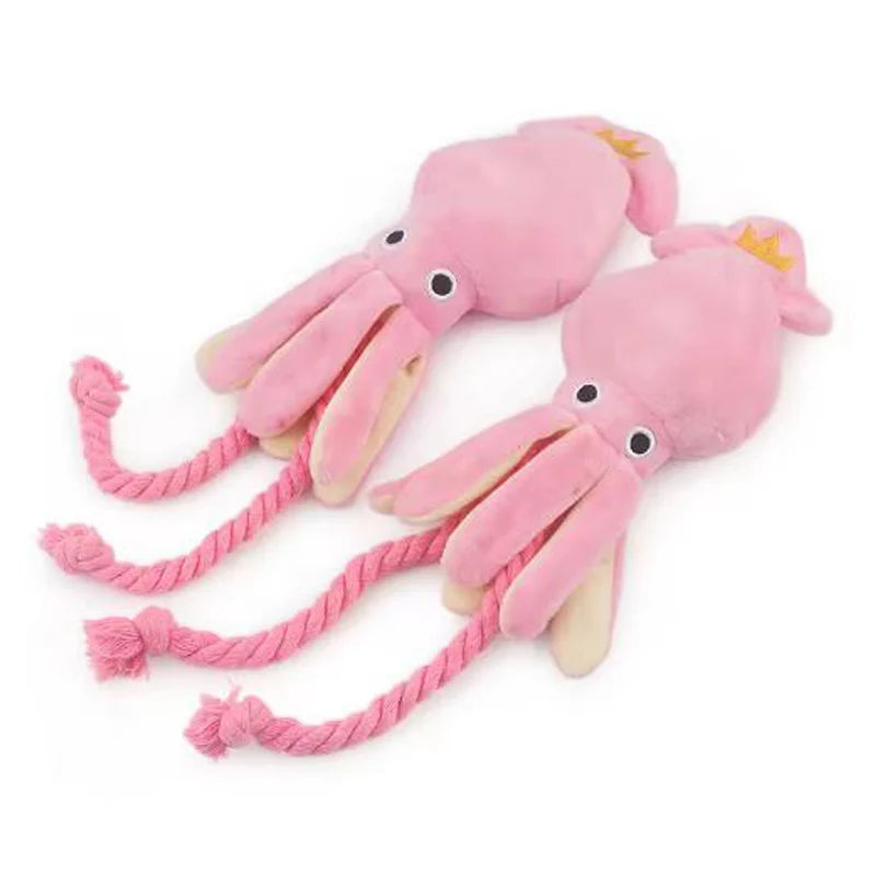 Dog toys; cat toys; sound-emitting cotton rope octopus; durable chew