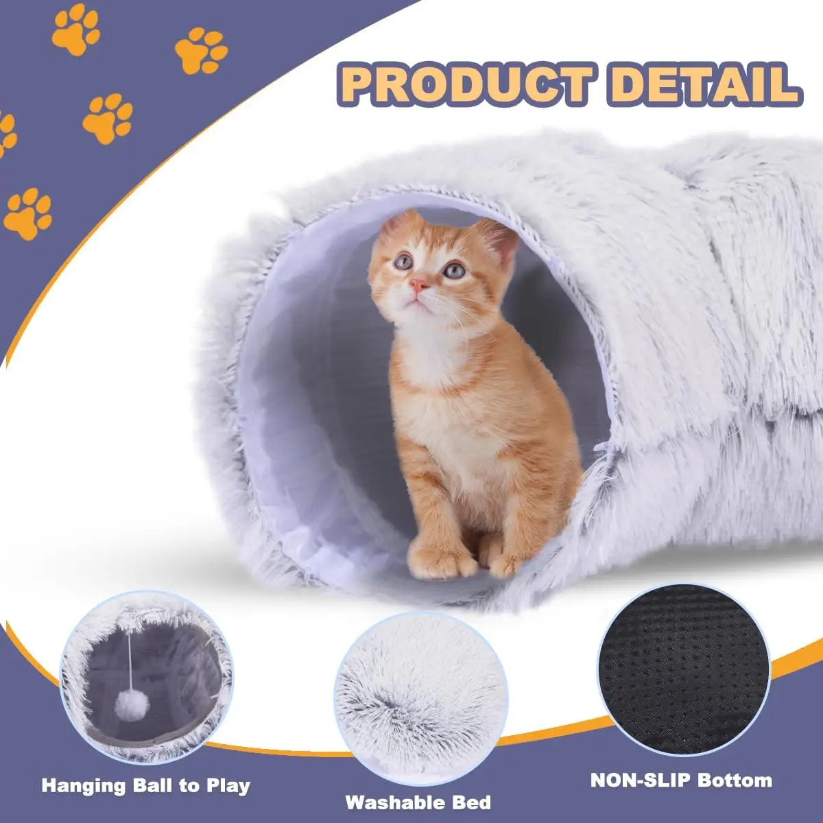 Winter New Arrival Plush Cat Tunnel Bed Foldable Two-in-One round
