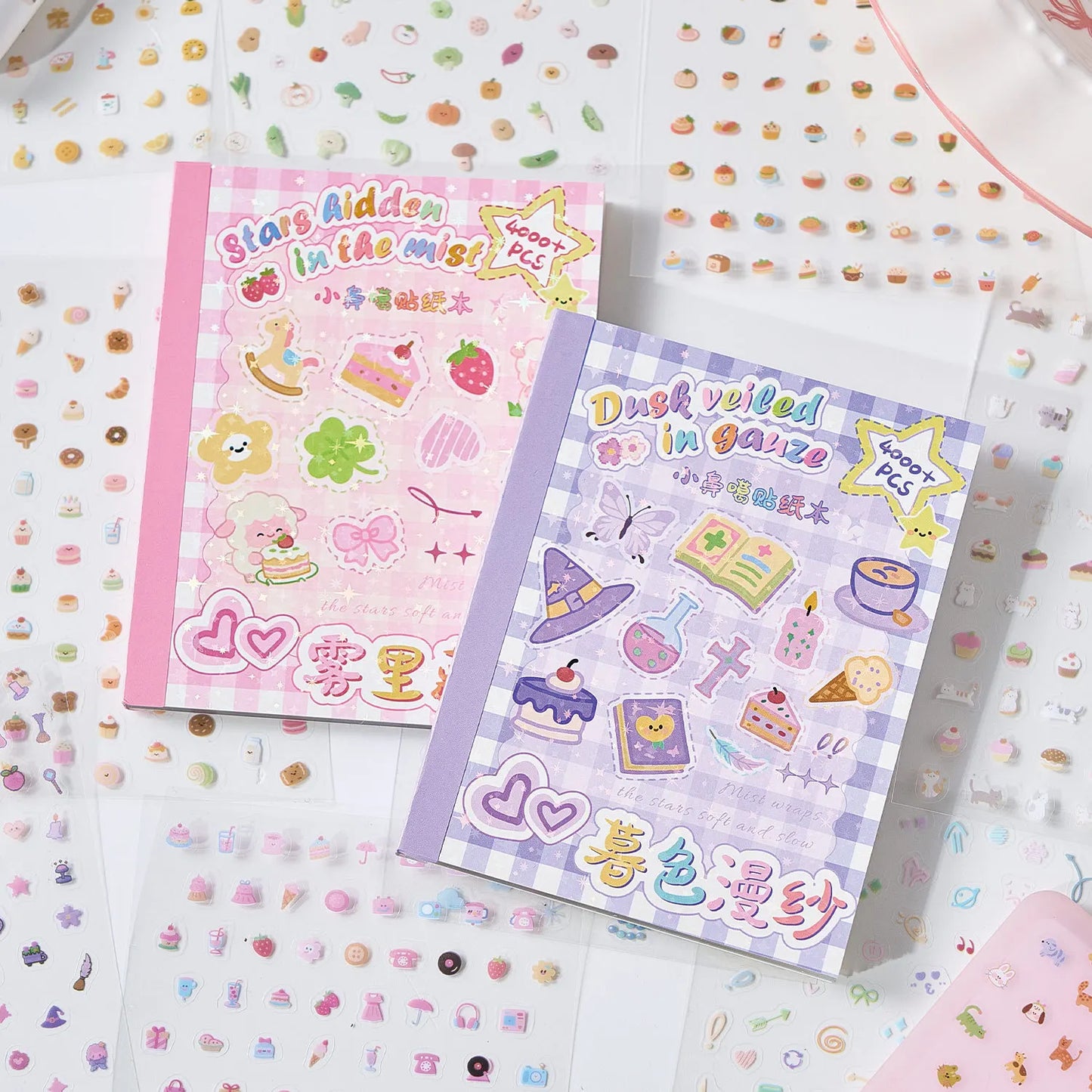 32Pcs Cute Cartoon Small Label PET Stickers, Animal/Fruit Pattern, for