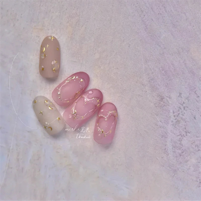1pcs Jelly Nail Stickers Shiny French Ice Crystal Stars Love Self