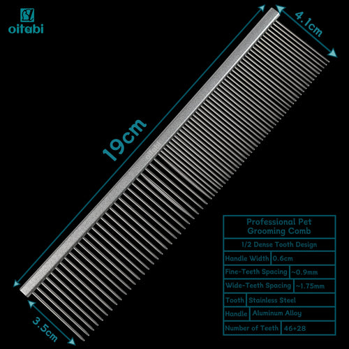 Oitabi Pet Comb Stainless Steel Long Teeth Comb for Dogs & Cats Pet