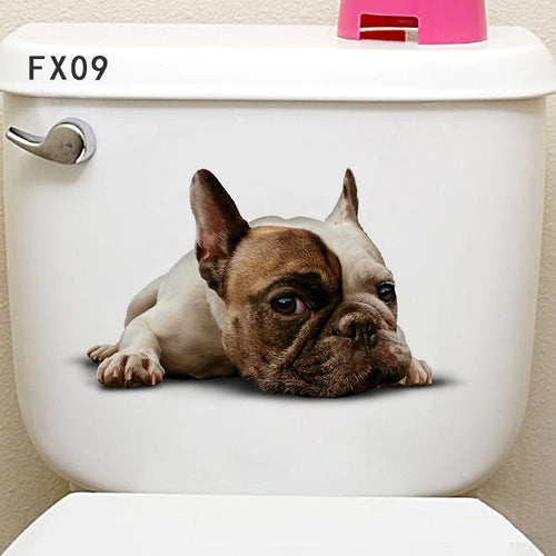 Vivid 3d Hole Funny Cat Dog Toilet Stickers Diy Wc Washroom Home