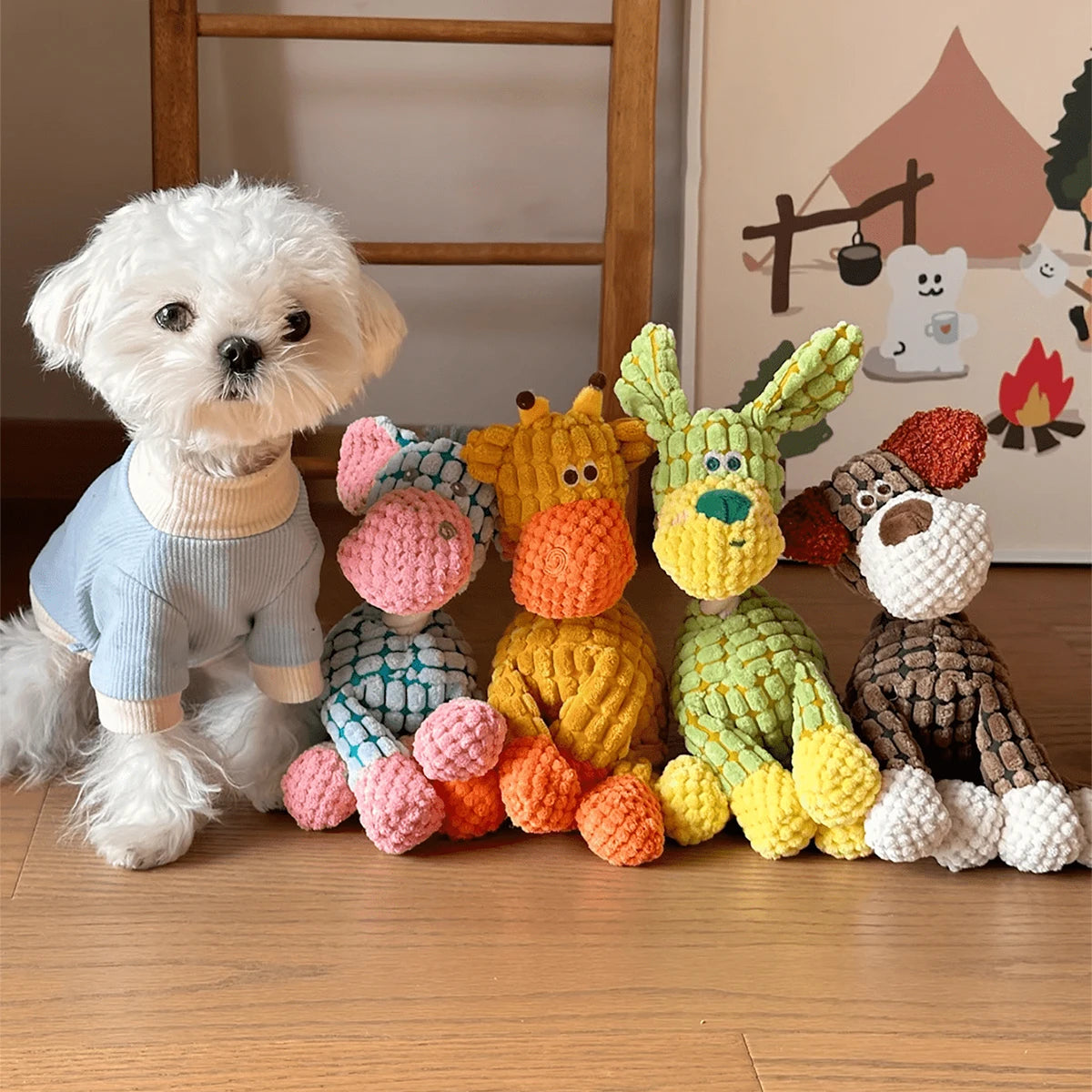 Cute Donkey Plush Toy for Dogs - Squeaky Chewable Interactive Pet Toy