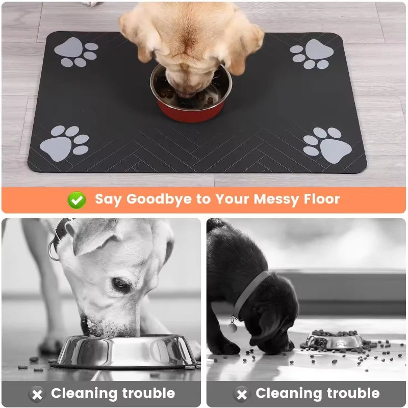 Winter Feeding Mat-Absorbent Pet Placemat for Food and Water Bowl with