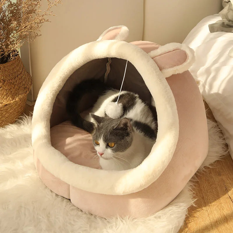 Pet Tent Cave Bed for Cats Small Dogs Self-Warming Cat Tent Bed Cat