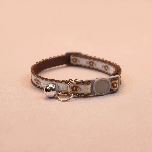 Hand Knitting Flower Pet Collar With Bell Colorful Retro Style Cat