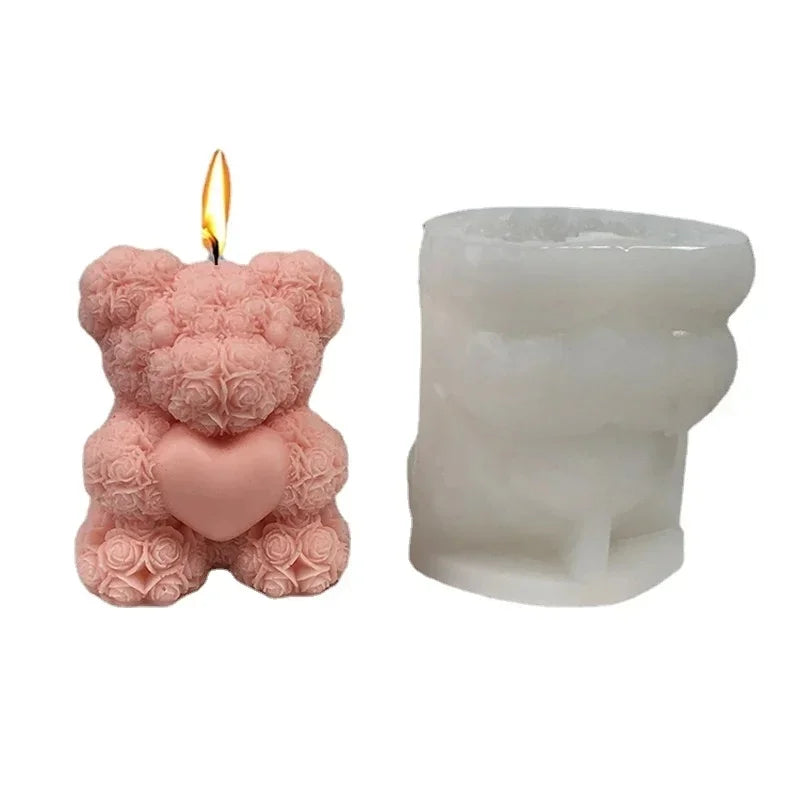 Candle Molds 3D Bear Hug Love Silicone Diy Cute Bear Pet Candle Making