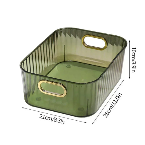 1pc Nordic Luxury PET Acrylic Storage Box with Handles – Transparent