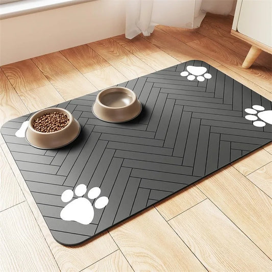 Winter Feeding Mat-Absorbent Pet Placemat for Food and Water Bowl with