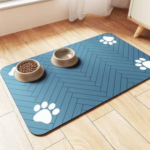 Winter Feeding Mat-Absorbent Pet Placemat for Food and Water Bowl with