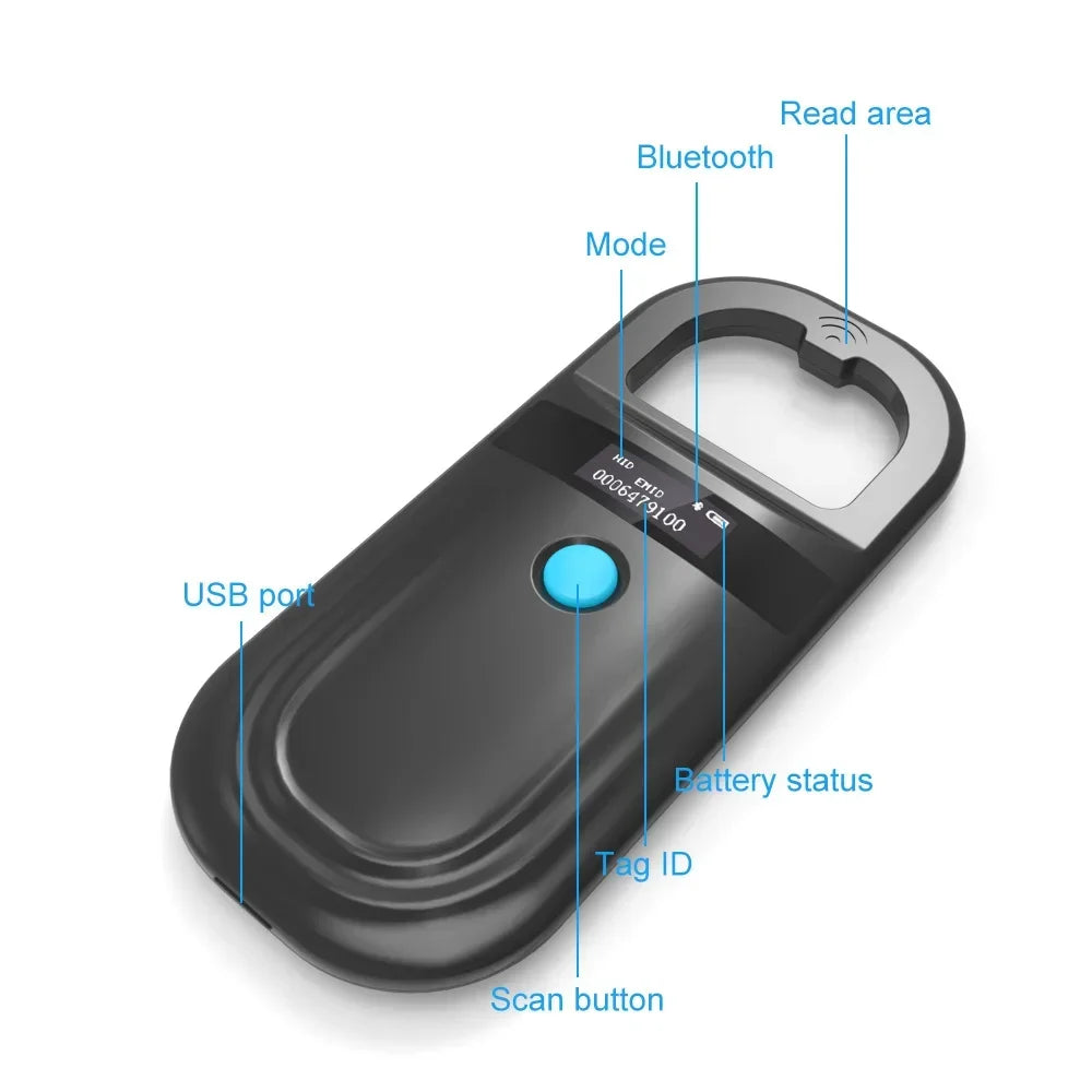 5YOA Handheld 134.2Khz Animal RFID Reader Pet Cat Dog Micro-Type Chip