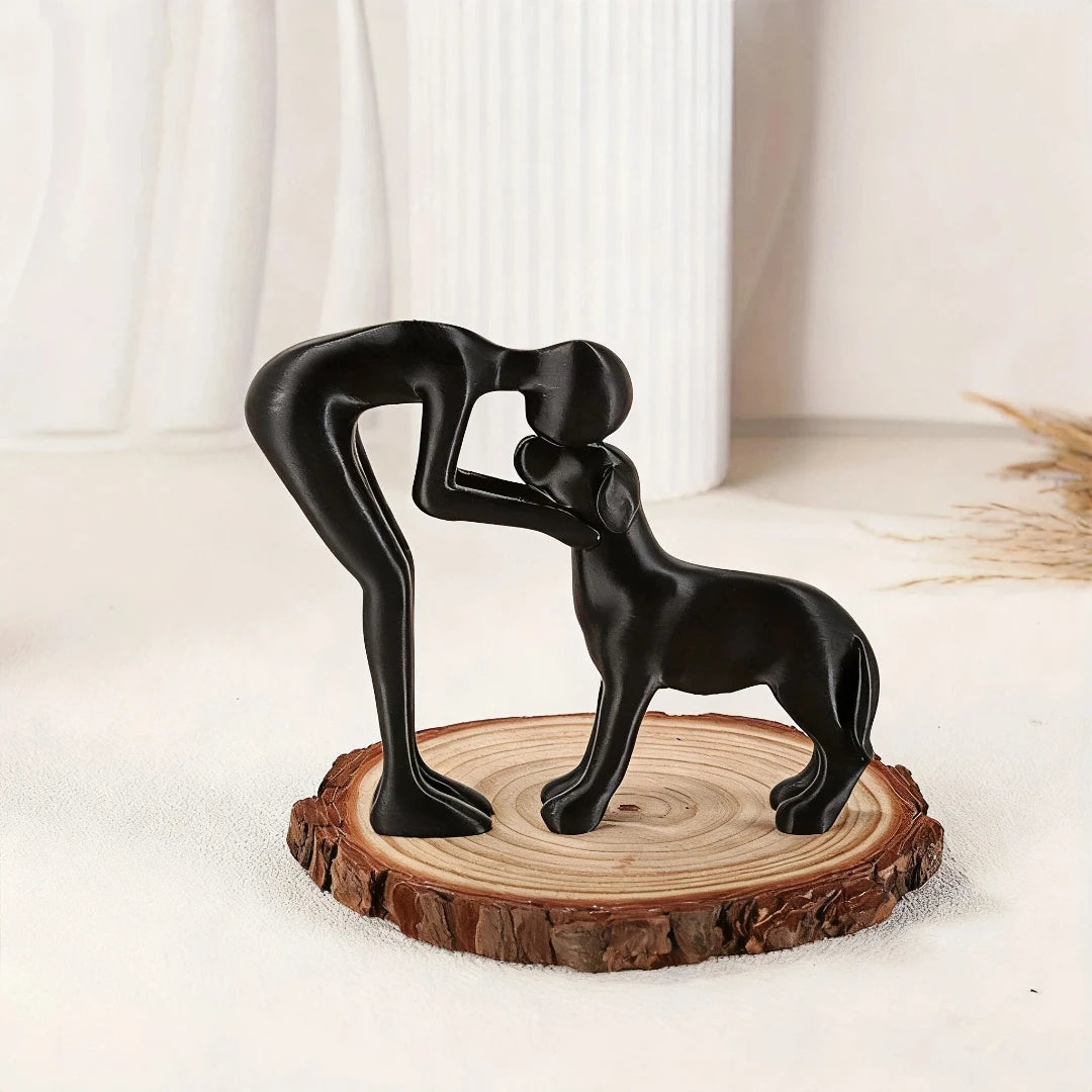 Abstract art companionship! Interactive human and pet figurines for