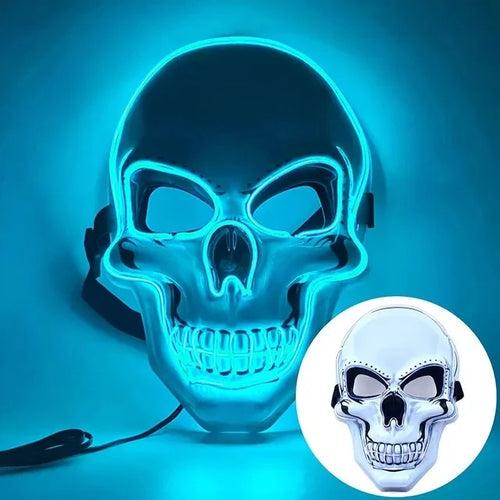 Halloween Adult Purification Mask LED Glowing Skull Terror Mask Cold
