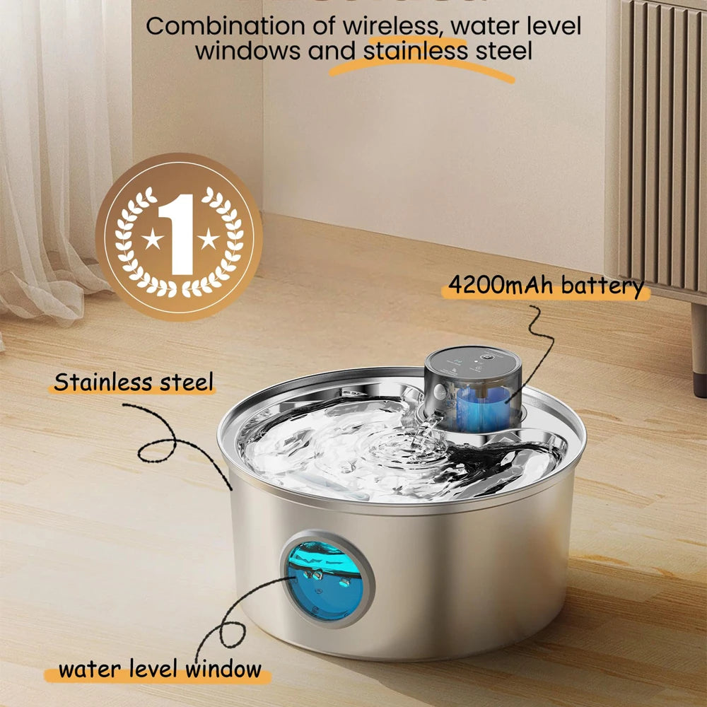 3.2L Recharge 5V USB Cat Water Fountain Automatic Sensor Stainless