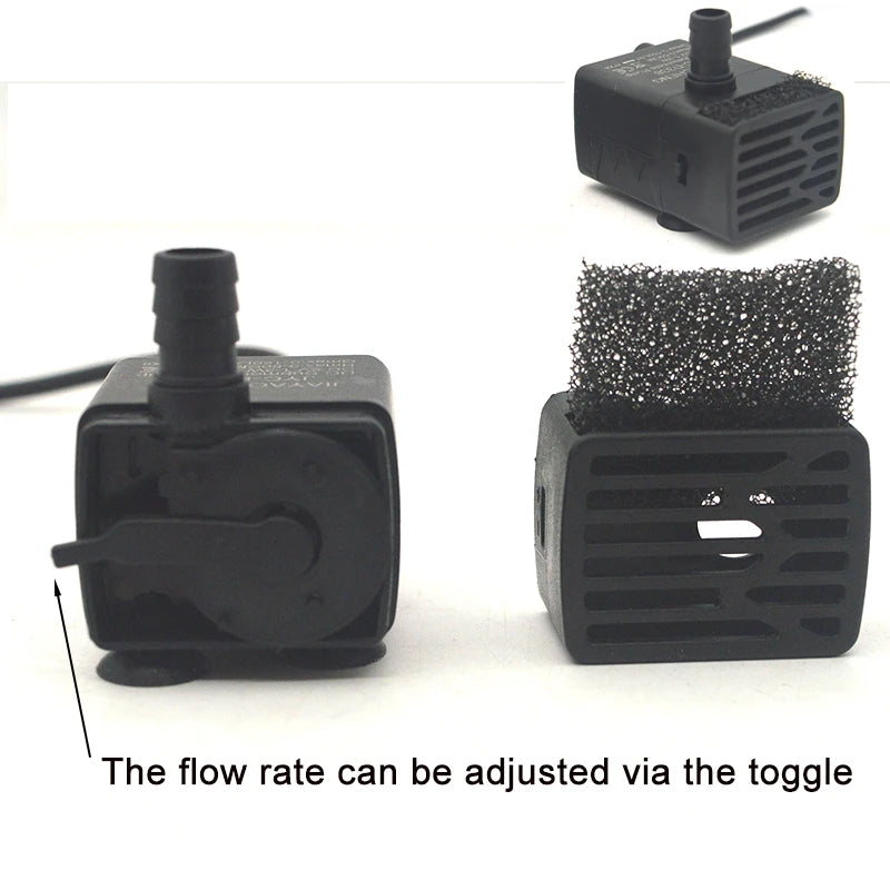Ultra Quiet USB Aquarium Fish Tank Filtration Pump Mini Pet Fountain